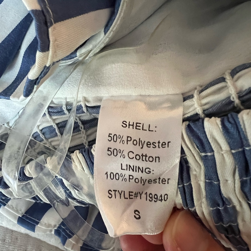 DO+BE Blue and White stripe Strapless Top - Picture 6 of 7